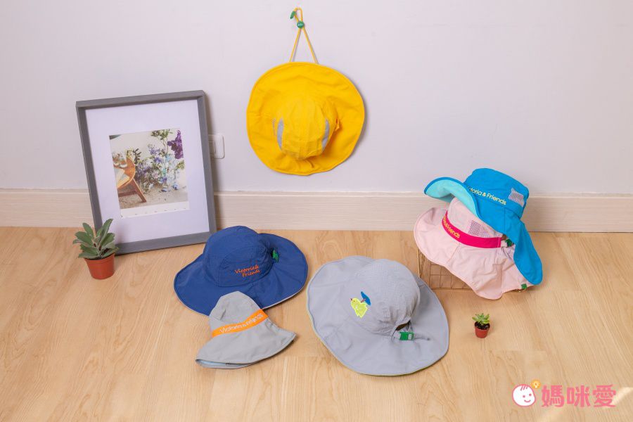 韓國 Victoria & Friends - UPF 50+ 防潑水透氣軟鋼絲遮脖遮陽帽(附口哨)-簡約杏
