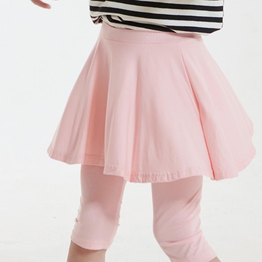 韓國 W.S.B. - 鬆緊腰舒適彈力內搭褲裙-淺粉紅