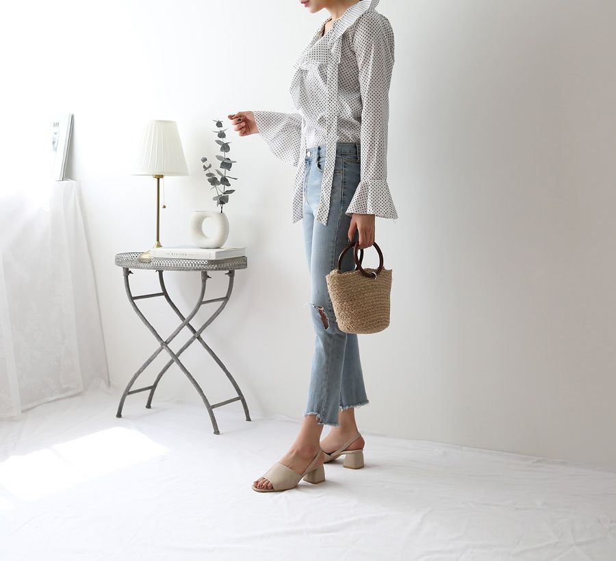 韓國 Dangolunni - 5cm寬面優雅細帶涼鞋-杏