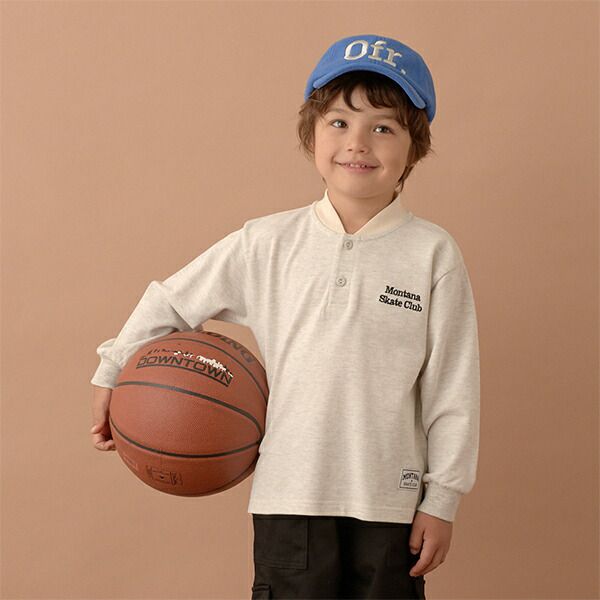 日本 b-ROOM - 運動風立領長袖Polo衫-深藍x棕