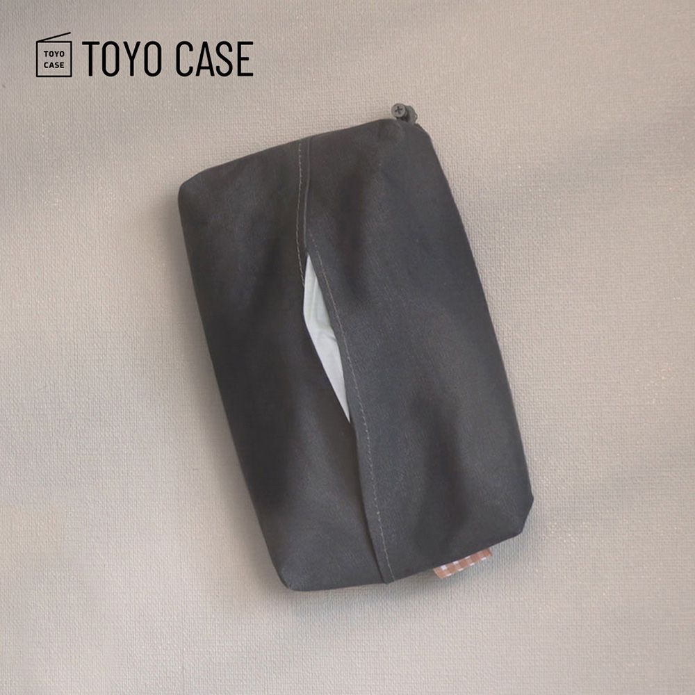 日本TOYO CASE - 棉麻布壁掛磁吸式口罩收納袋-簡約灰