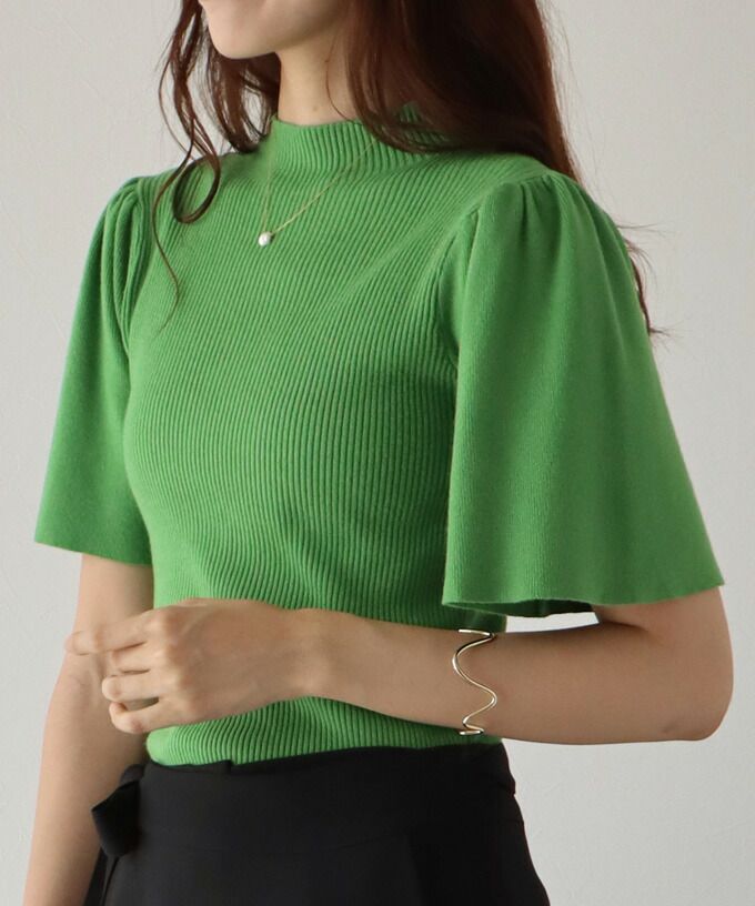 日本 BLUE EAST - 氣質羅紋針織上衣-綠