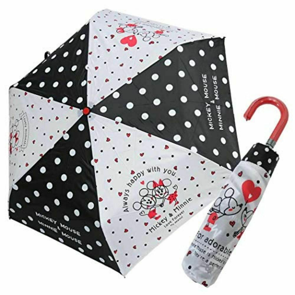 日本代購 - 卡通折疊雨傘-線條米奇米妮 (53cm(125cm以上))