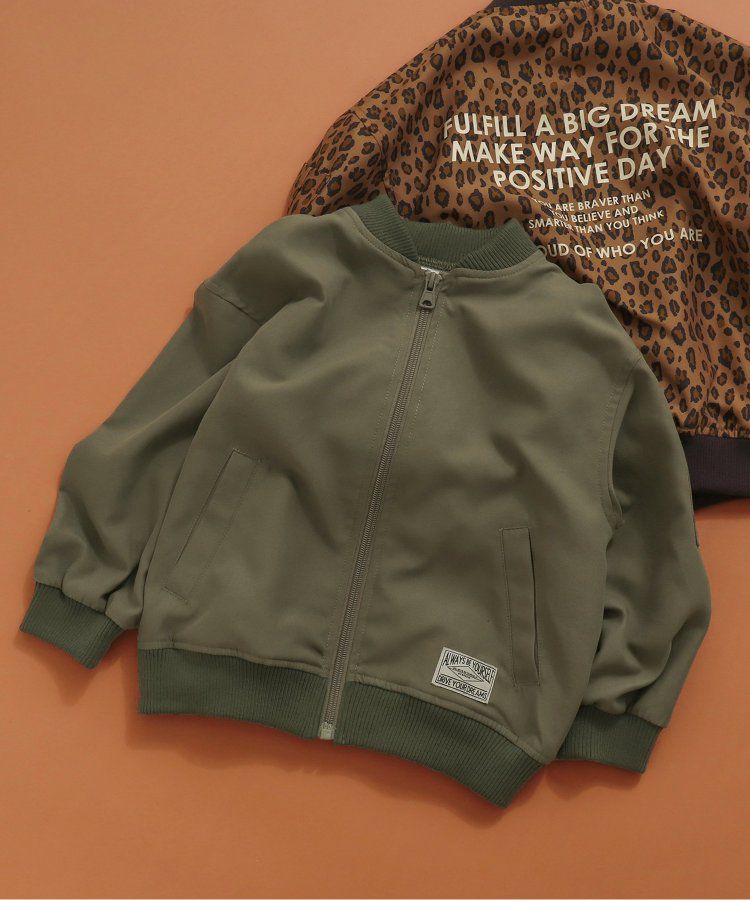 日本 BREEZE - 背後標語帥氣MA-1飛行夾克-焦糖豹紋