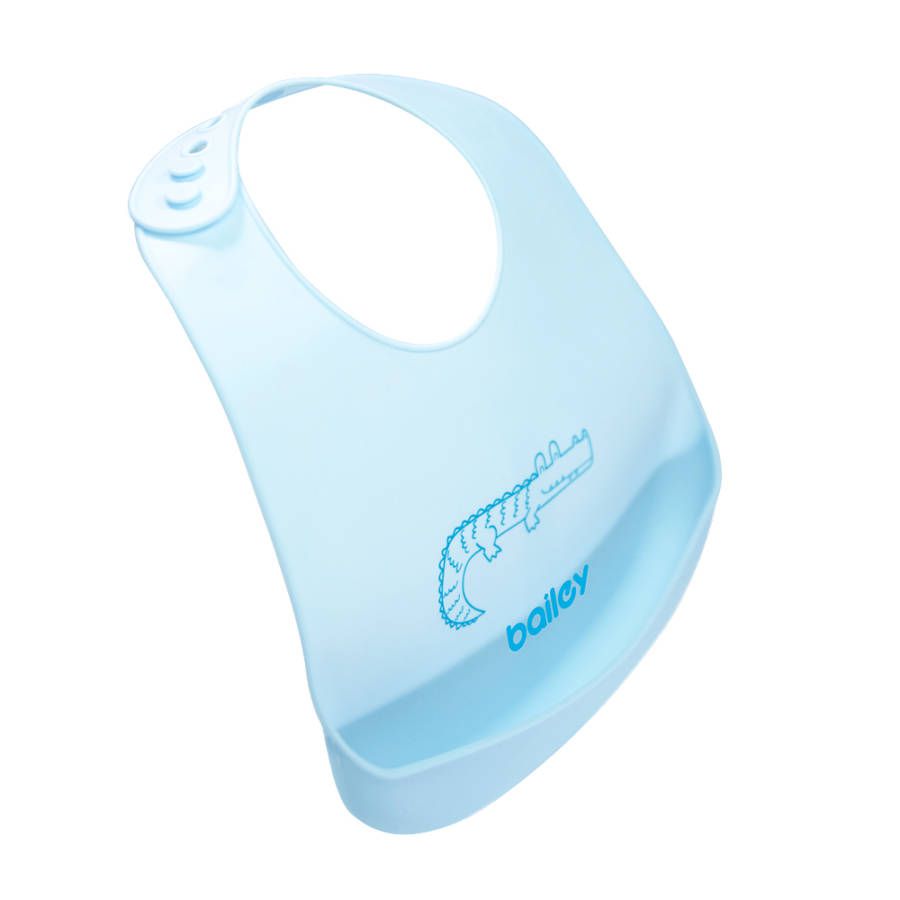 韓國 BAILEY 貝睿 - 矽膠圍兜-立體圍兜-粉藍