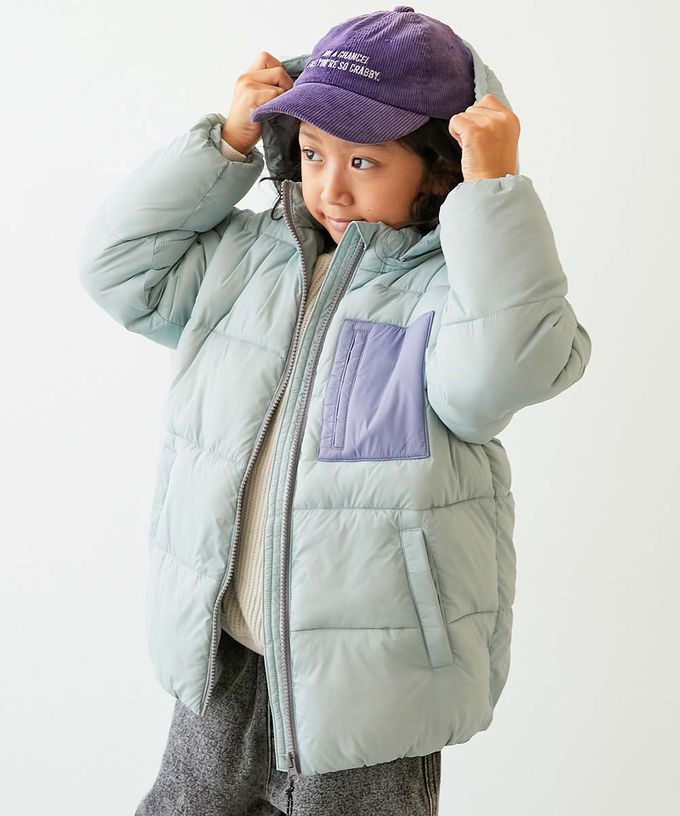 日本 devirock - 輕暖防風配色科技羽絨外套(帽可拆)-藍紫系