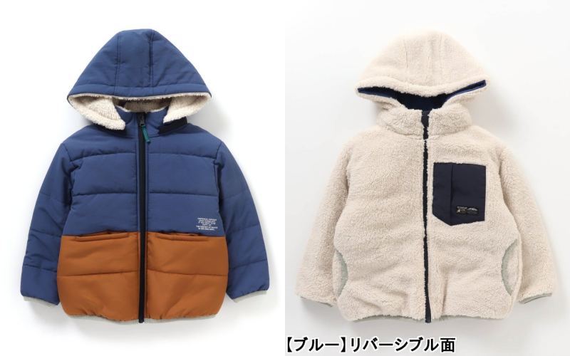 日本 BREEZE - 2WAY極暖裏絨保暖鋪棉外套-卡其x咖啡