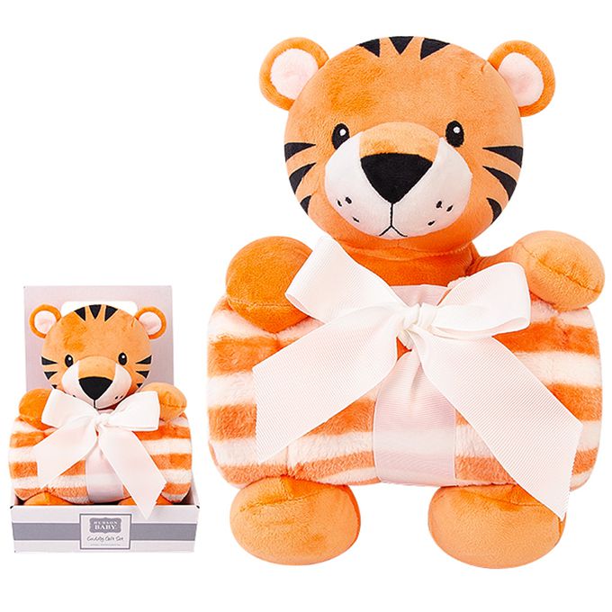 美國 Luvable Friends - 甜蜜寶貝嬰幼兒安撫娃娃＋毛毯_76x91cm_禮盒組-活力小虎