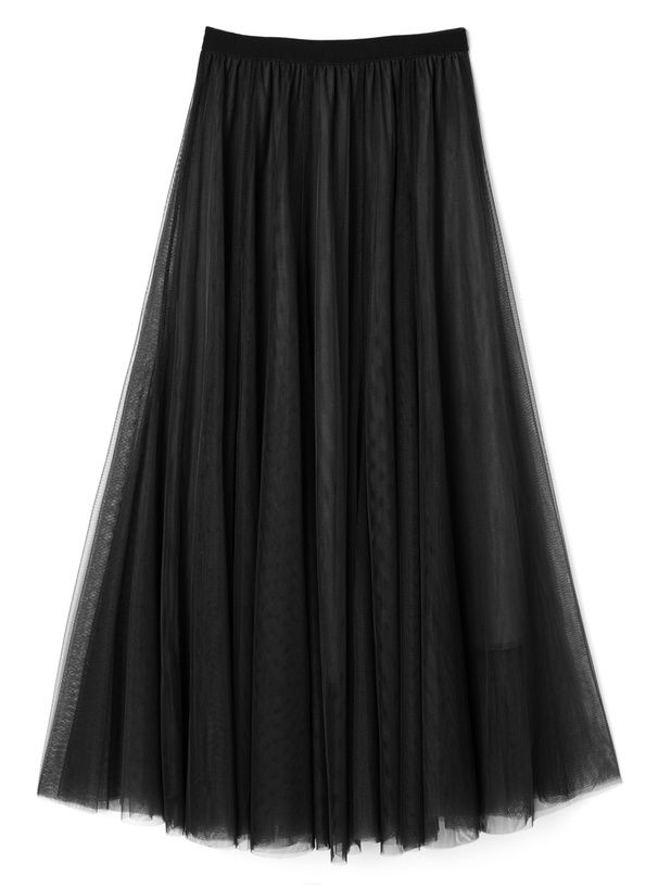 日本 GRL - 飄逸顯瘦雙層傘紗裙-灰摩卡 (M)