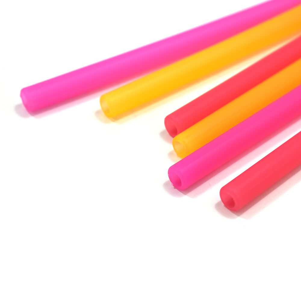 美國GoSili - 20公分矽膠吸管6入-Red-玫瑰色系-6支/組