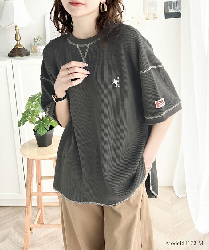 日本 Classical Elf - Java 華夫格落肩刺繡logo上衣-炭灰