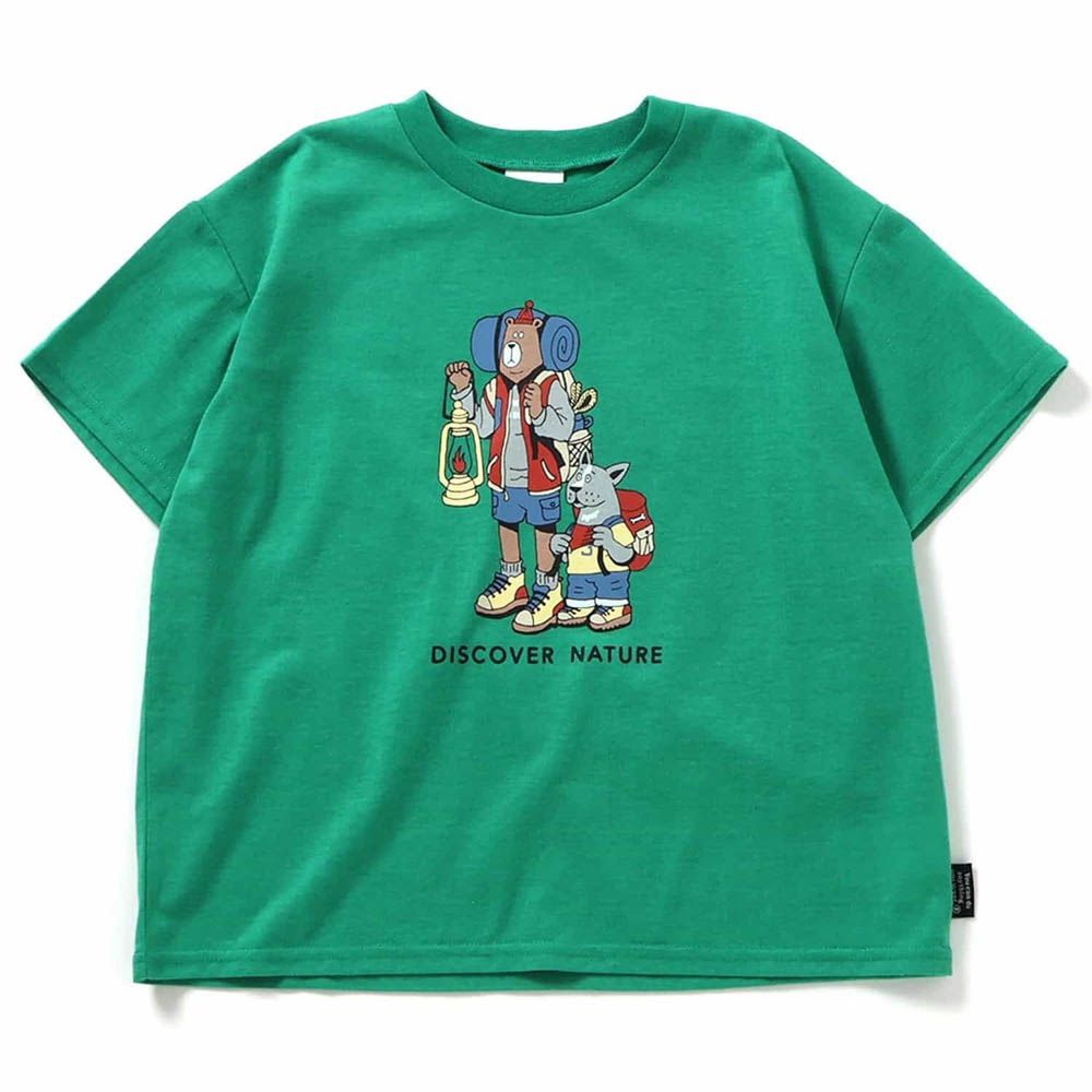 速乾舒適印花短袖上衣-探險夥伴-綠