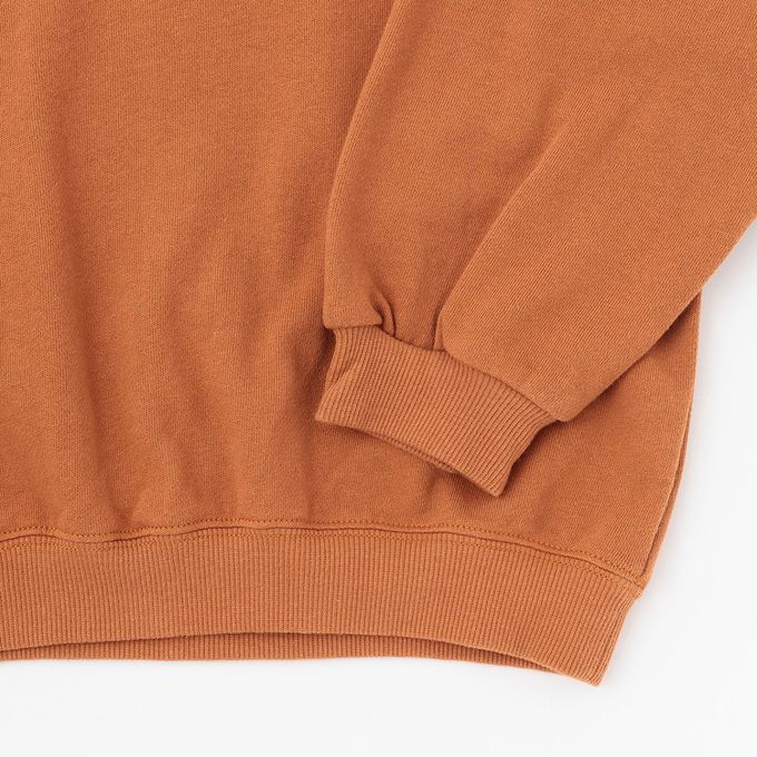 日本 b-ROOM - 100%棉 運動風印花縮口大學長袖上衣-棒球-磚橘