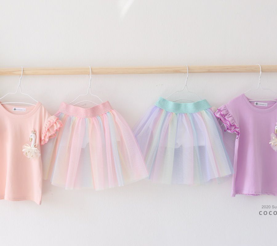 韓國 Coco Rabbit - 彩虹漸層網紗褲裙-粉紅