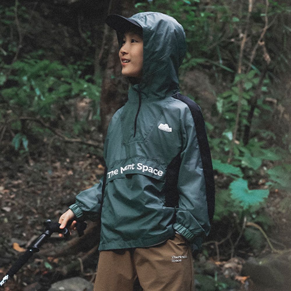 防風速乾半開襟連帽上衣-綠色