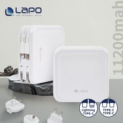 LaPO - WT-08P系列 全功能 11200mAh 無線充電行動電源 (3.5代進化款)-柔霧白