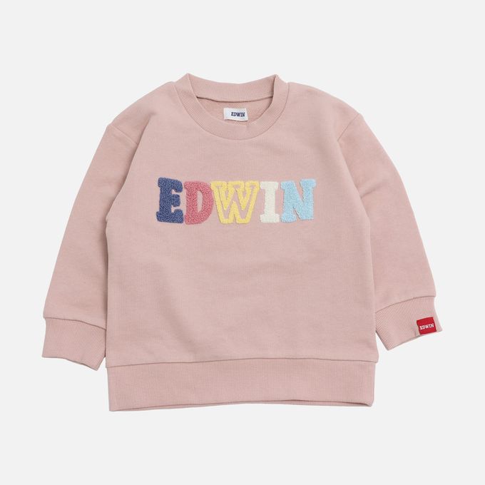 日本 Chil2 - EDWIN聯名 純棉裏毛長袖上衣-彩色logo-黑