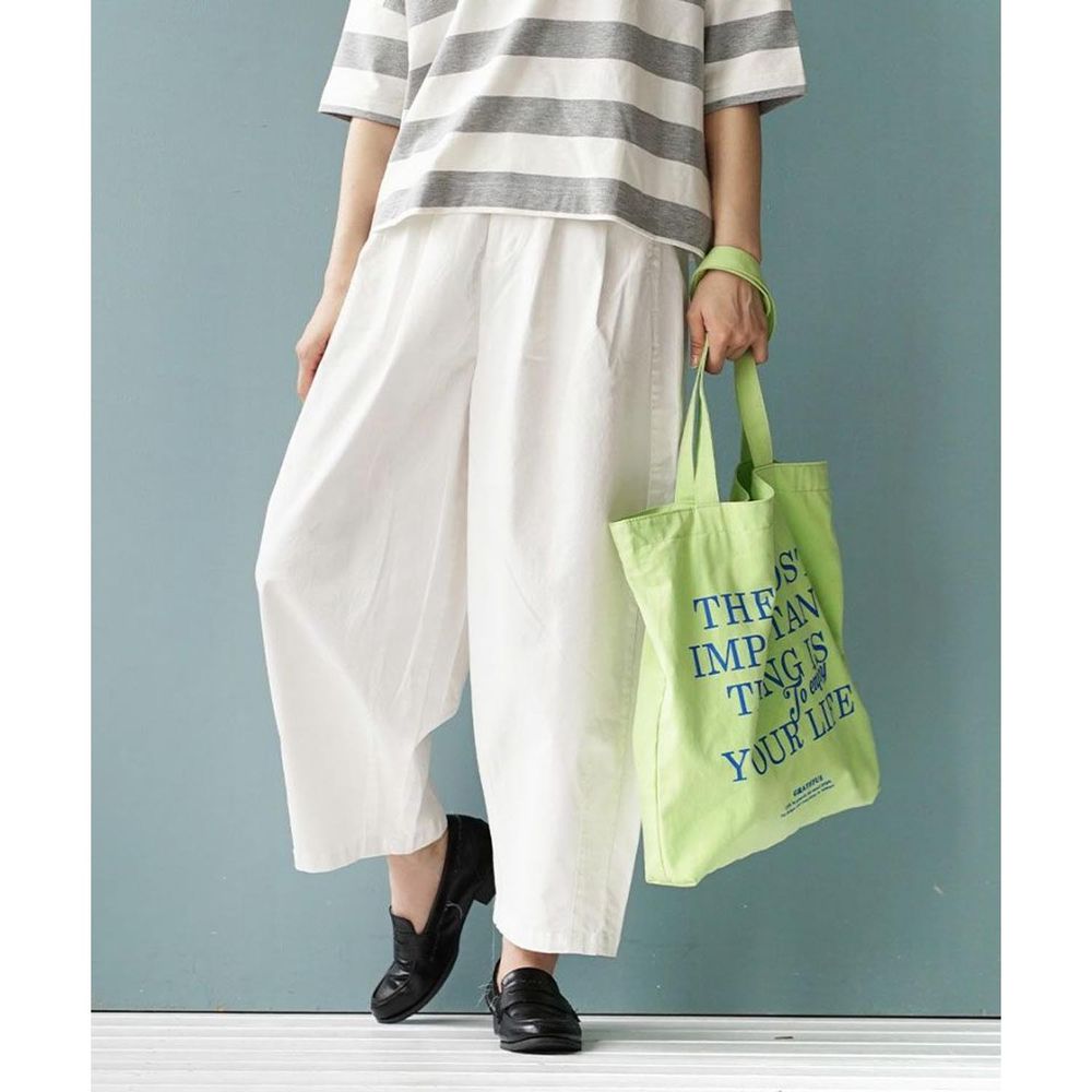 日本 zootie - 舒適感滿點錐形剪裁寬褲-低身長設計-白