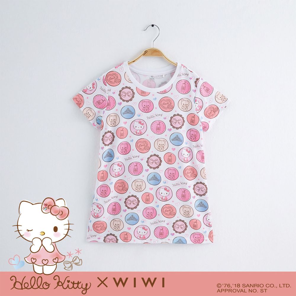 WIWI - 長版-收藏Hello Kitty防曬排汗涼感衣-童-純淨白