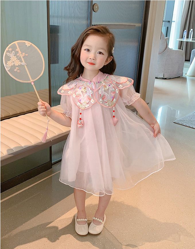 繡花披領小兔子草莓網紗公主裙