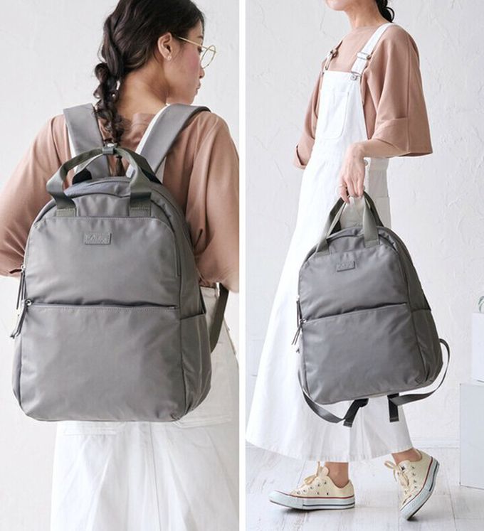 日本 LIZDAYS - 12口袋防潑水大容量尼龍後背包-(可掛行李箱)-黑 (43x29cm)