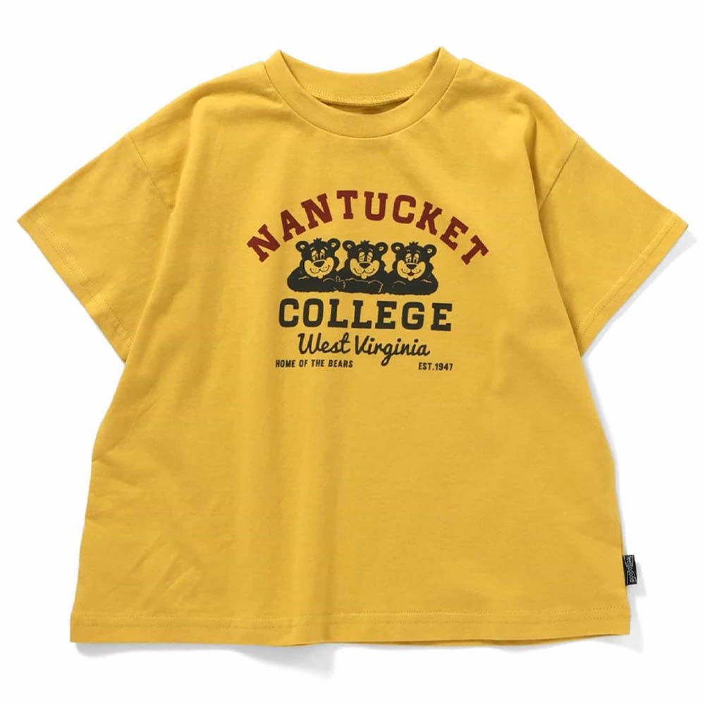 [必收] 百搭美式印花短袖上衣-三隻小熊-黃