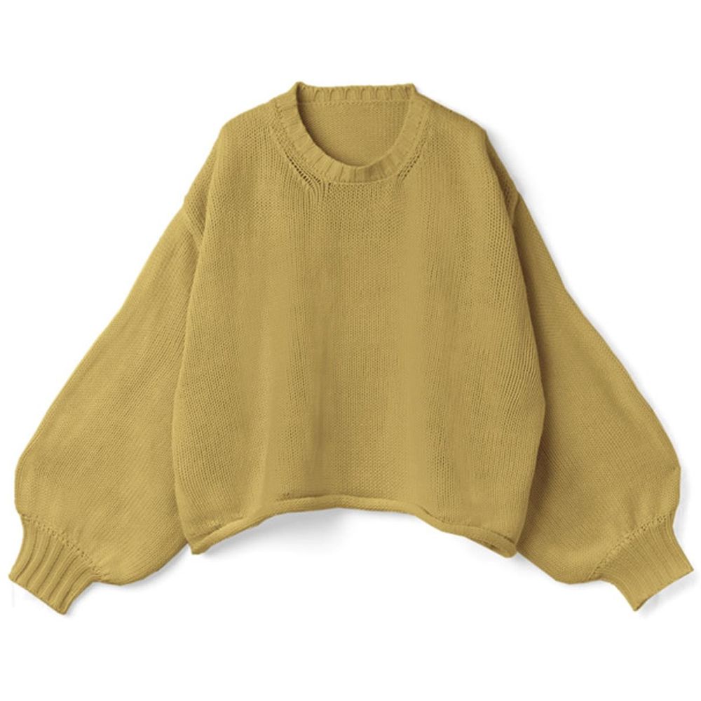 日本 GRL - 慵懶寬鬆短版針織上衣-黃
