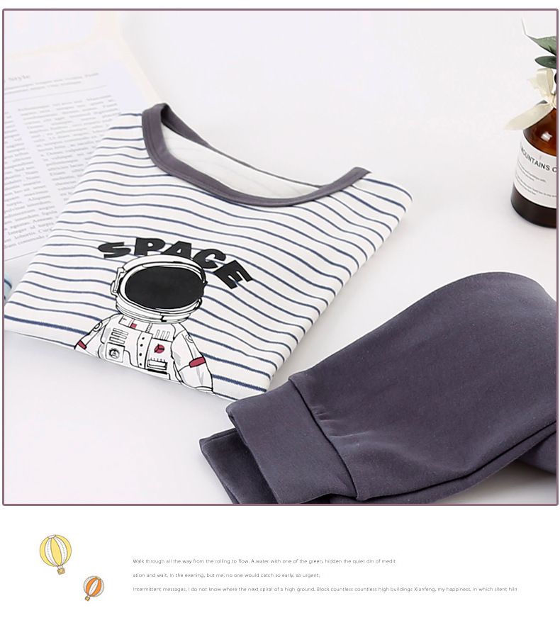 MAMDADKIDS - 純棉長袖家居服套裝-太空人-藍色+深藍色-縮褲口