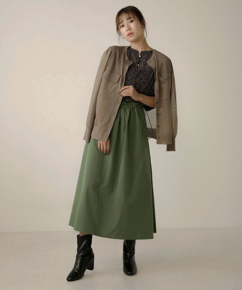 日本 Bou Jeloud - 挺版抽繩設計長裙-焦糖