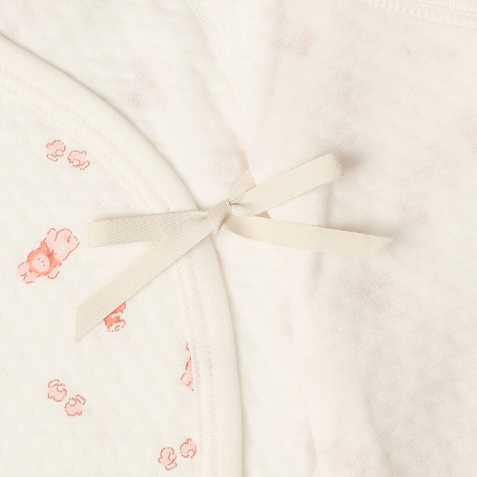 akachan honpo - 長袖新生兒內衣4件組-按扣款 保暖鋪棉 兔子-粉紅色 (50~60cm)