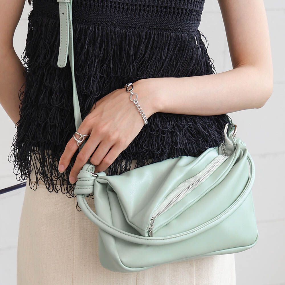 2way軟質拉鍊造型手提/側背包-薄荷綠