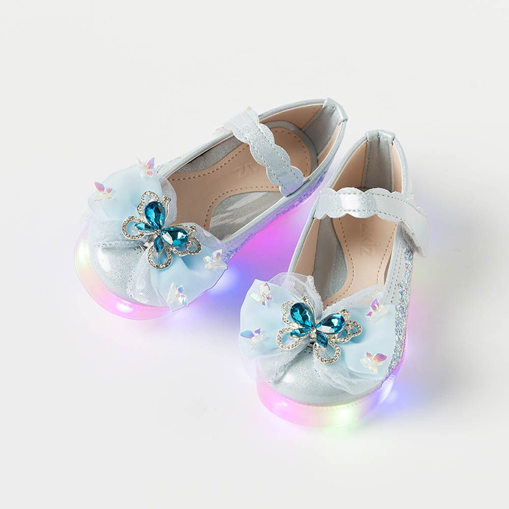 (LED)蝶舞寶石閃耀公主鞋-天藍