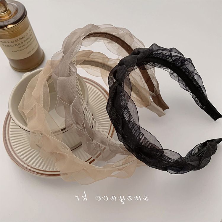 唯美網紗氣質髮箍-香檳色