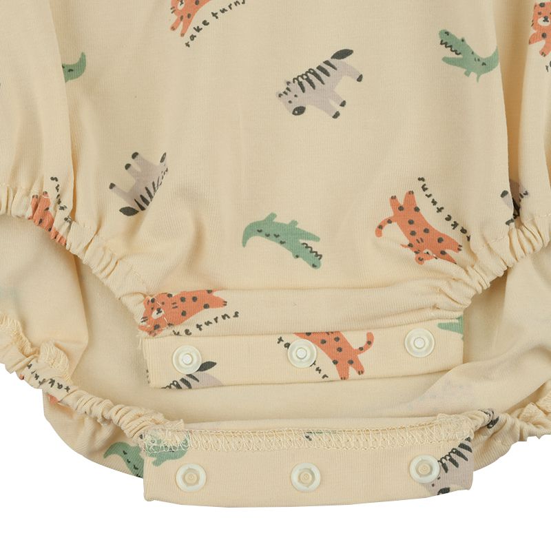 akachan honpo - 短袖外出包屁衣-動物-淺卡其色