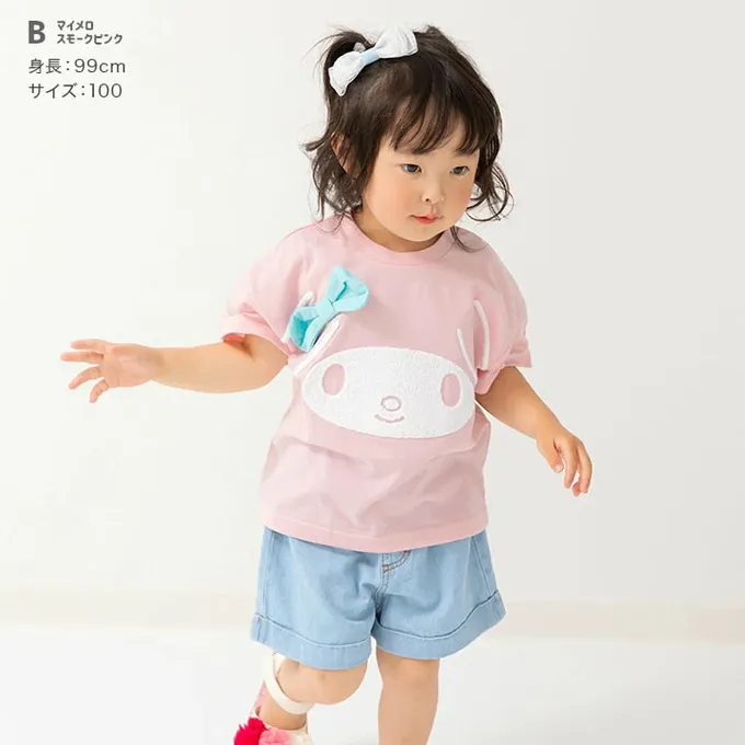 日本 Chil2 - 100%棉 可愛聯名立體印花短袖上衣-翻翻耳朵大臉-黃