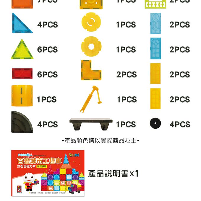 風車圖書 - 百變城市工程車-FOOD超人鑽面磁力片片
