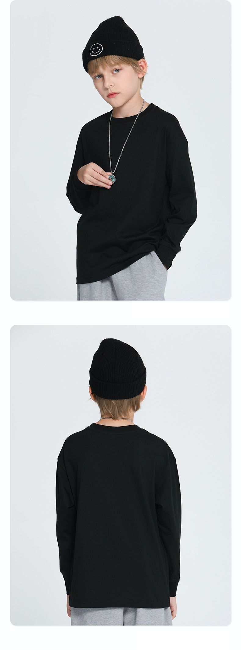 純棉基礎款長袖上衣-黑色