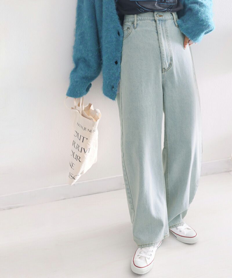 日本 Classical Elf - 100%棉 厚磅丹寧繭型長褲-米杏