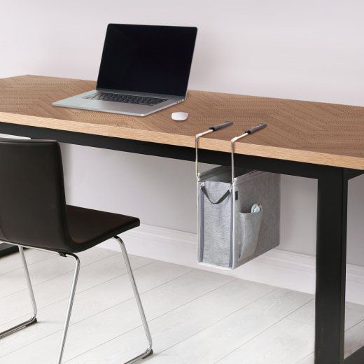 日本文具 SONIC - 桌下型書本雜物收納箱-深藍-耐重4kg