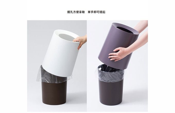 日本ideaco - 圓形家用垃圾桶-藍灰-11.4L