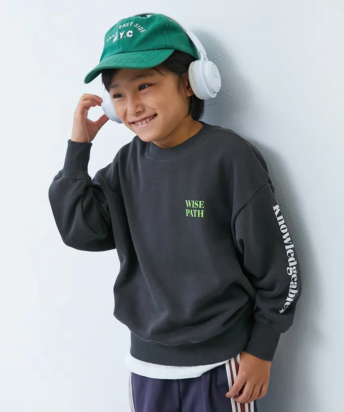 日本 devirock - 熱銷定番 印花縮口長袖上衣-MERCED-粉紫