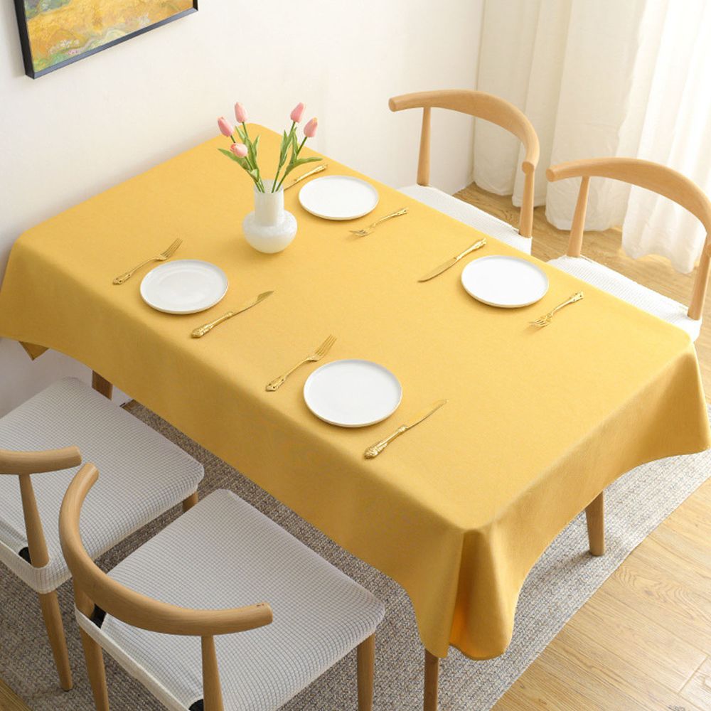 棉麻防水防髒桌布-黃色