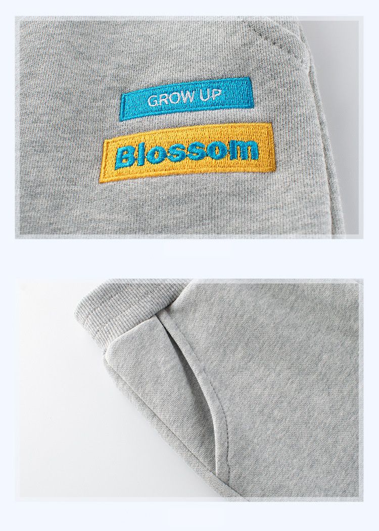 腰鬆緊運動束口長褲-數字小標籤-灰色