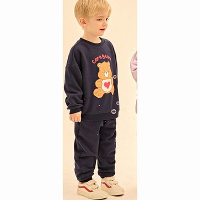 韓國 Care Bears - 聯名款愛心熊內刷毛長袖套裝-黑藍