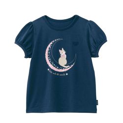 日本千趣會 - GITA 天竺棉泡泡袖上衣-貓咪-海軍藍