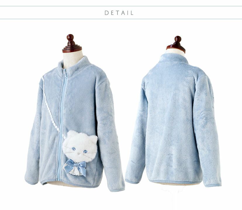 日本 Catherine Cottage - 嬌貴貓咪口袋休閒抓絨外套-蜜桃粉