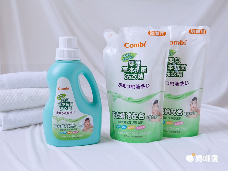 日本 Combi - 嬰兒草本抗菌洗衣精+補充包 箱購-1罐+11補-1200ml+1000mlx11
