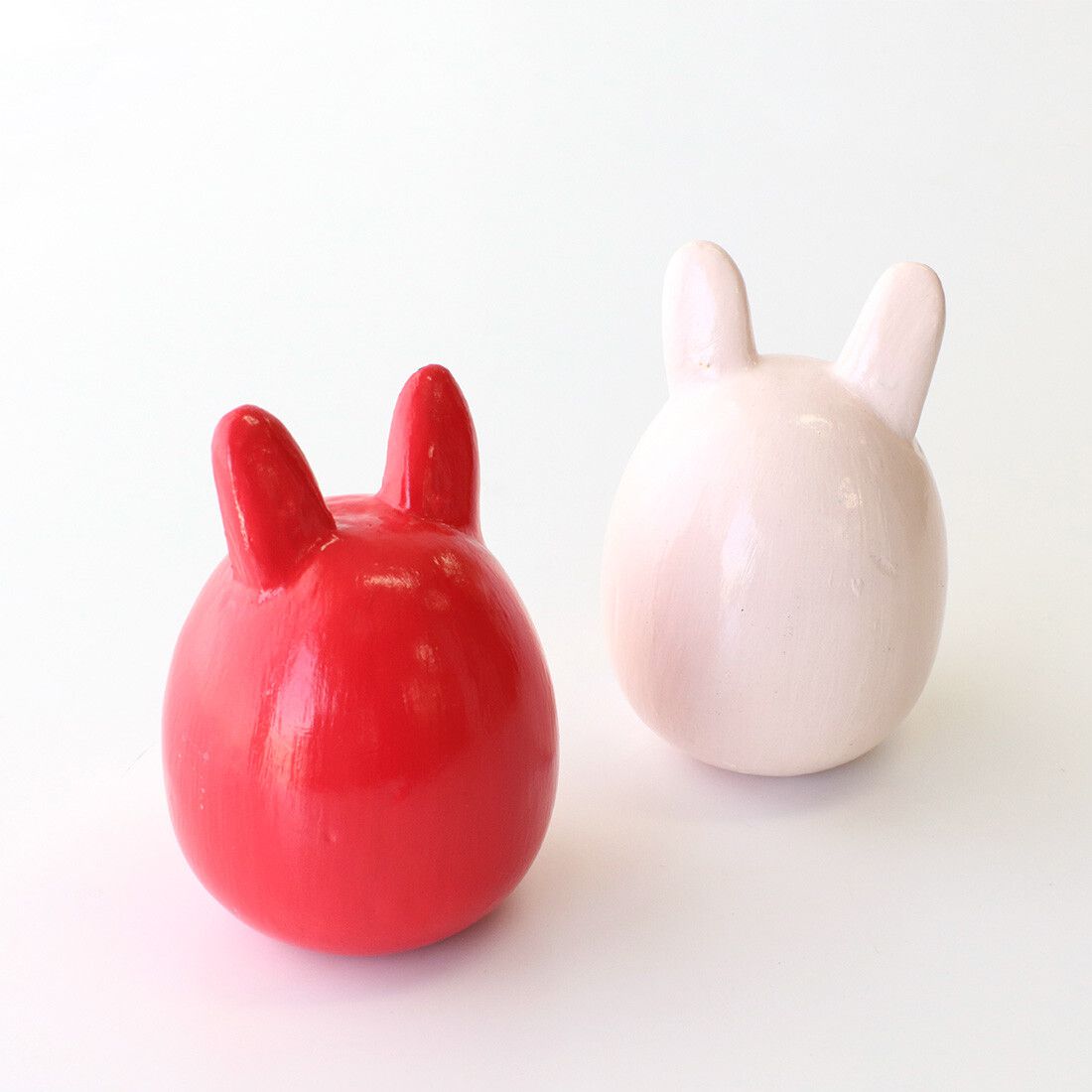 日本代購 - 木製兔兔不倒翁招福新年擺飾-1入組-白 (6×9cm)