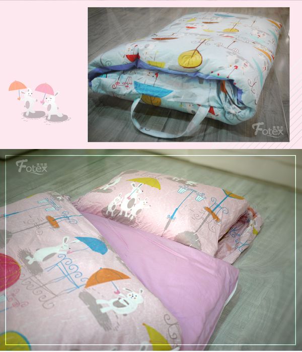 Fotex 芙特斯 - 兒童防蟎睡袋-兔兔嘉年華(粉藍)