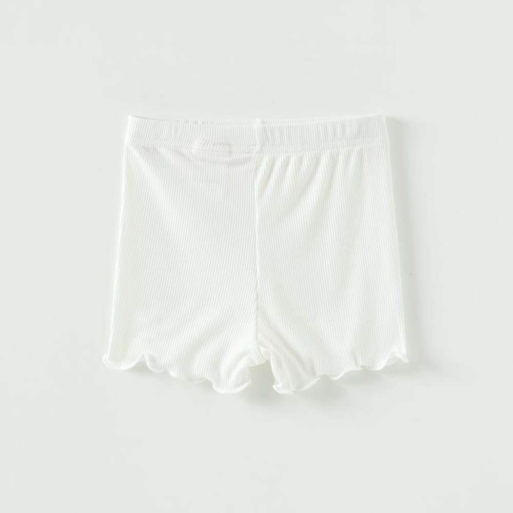鬆緊腰彈性木耳邊安全褲/內搭褲-白